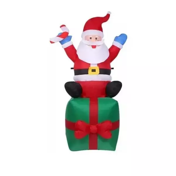 Inflable Navideño De Papa Noel Sentado En Un Regalo