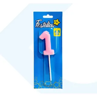 Vela 4.5cm Rosado Numero 1