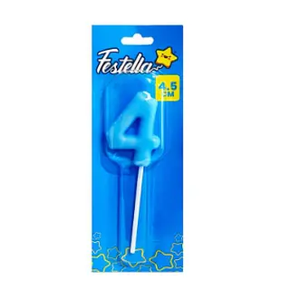 Vela 4.5cm Azul Numero 4