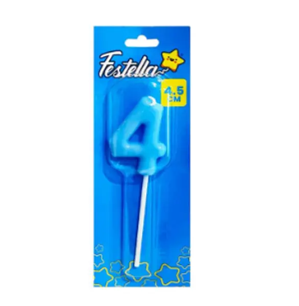 Vela 4.5cm Azul Numero 4