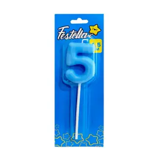 Vela 4.5cm Azul Numero 5