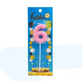 Vela 4.5cm Rosado Numero 6