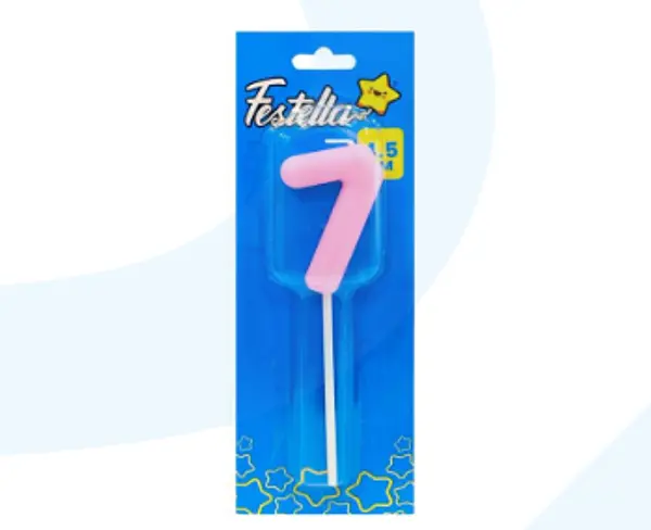 Vela 4.5cm Rosado Numero 7