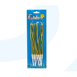 Vela Metalizada Blister Dorada X12