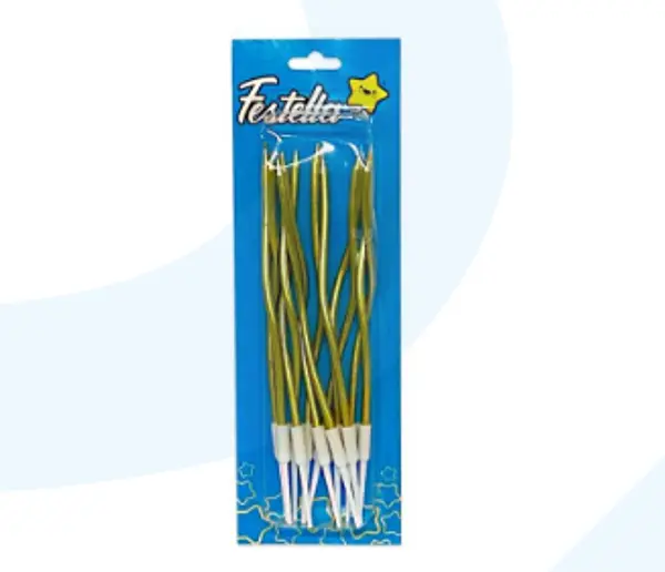 Vela Metalizada Blister Dorada X12
