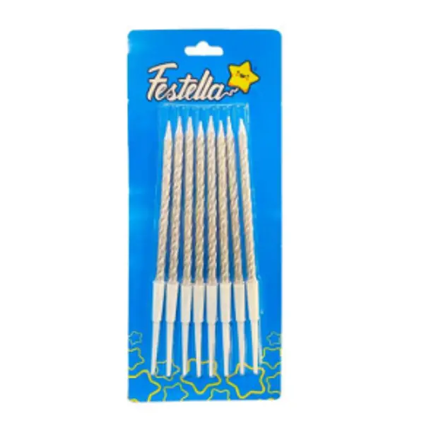 Vela Plateada Blister X8