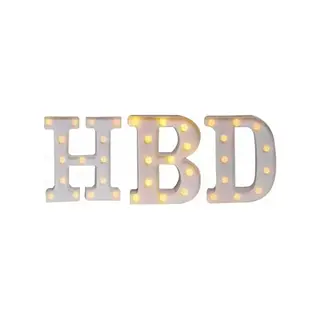 Lampara De Letra Hbd 21.8cm Fondo Blanco Luz Calida