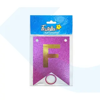 Banderin Feliz Cumpleaños Escarchado Fucsia