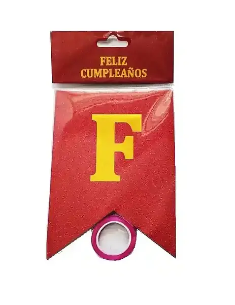 Banderin Feliz Cumpleaños Escarchado Rojo