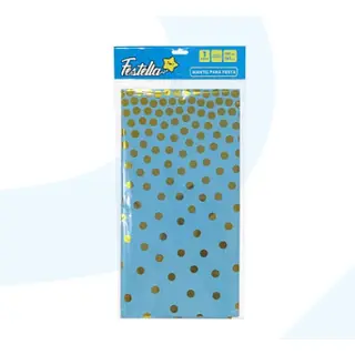 Mantel De Fiesta Chispiado Azul Claro