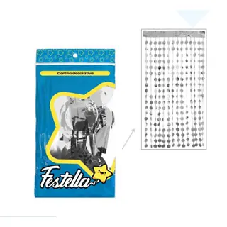 Cortina De Fiesta Bolas Plateada