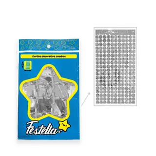 Cortina De Fiesta Espejo Cuadrados Plateados