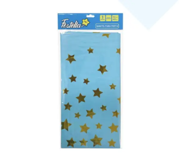 Mantel De Fiesta Estrellas Azul Claro