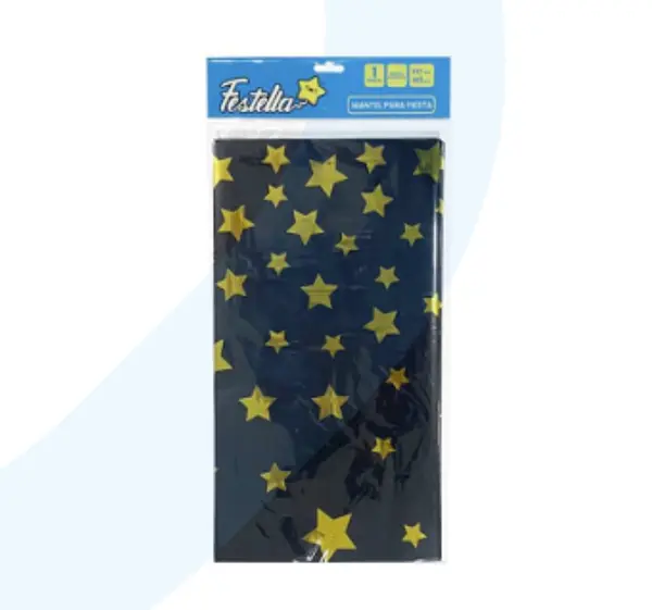 Mantel De Fiesta Estrelllas Negro