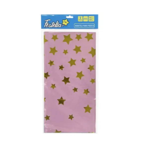 Mantel De Fiesta Estrellas Rosado