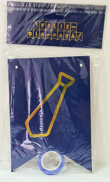 Banderin Feliz Dia Papá Azul Con Dorado