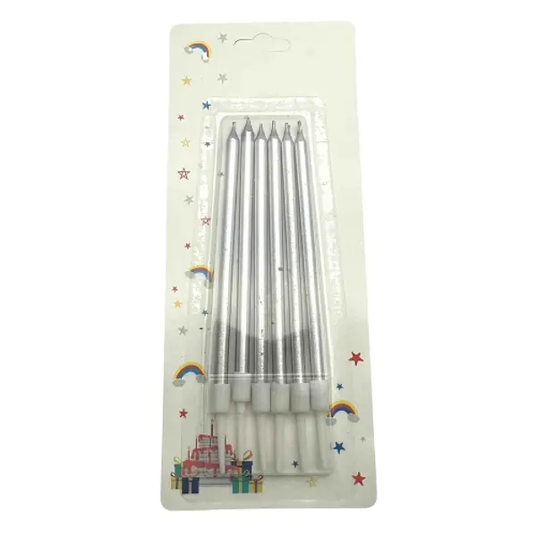Vela Metalizada Plateada X6
