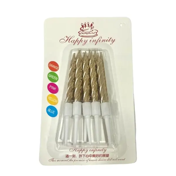 Vela Metalizada Blister Pequeña Oro Rosa