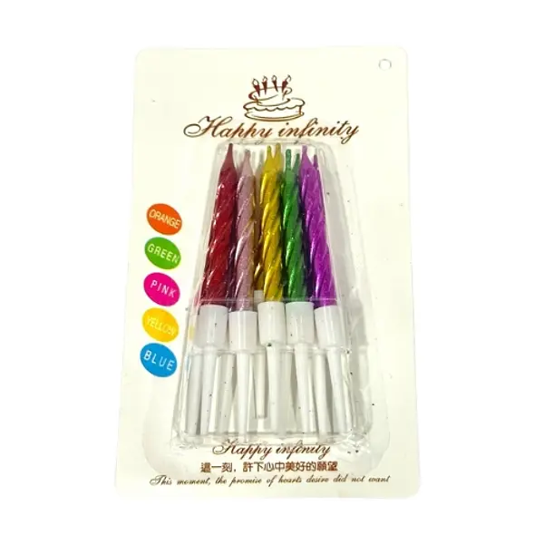 Vela Metalizada Blister Pequeña Colores Surtidos