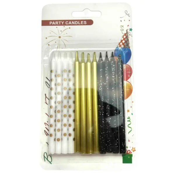 Vela Metalizada Blister Estampada Colores Surtidos