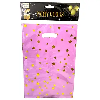 Bolsa Plastica Estampada De Estrellas Rosada X10