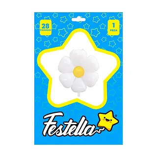 Globo Foil Con Forma De Flor Blanco Y Centro Amarillo