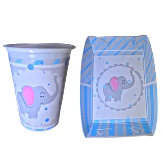 Platos Y Vasos Para Fiesta De Elefante Azul