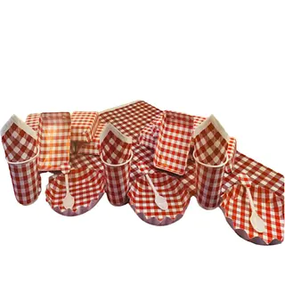 Platos Y Vasos Para Fiesta De Picnic Rojo Y Blanco