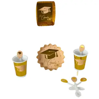 Platos Y Vasos Para Fiesta De Mi Grado Dorado Con Rosado
