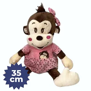 Peluche De Mona Con Moño Y Vestido Rosado 1175-55