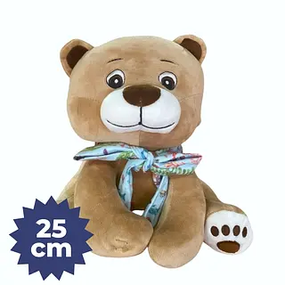 Peluche De Oso Cafe Con Moño Azul Claro 2641-30