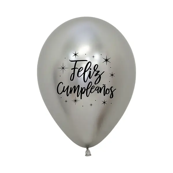 Globo Sempertex Reflex Plata Feliz Cumpleaños Radiante
