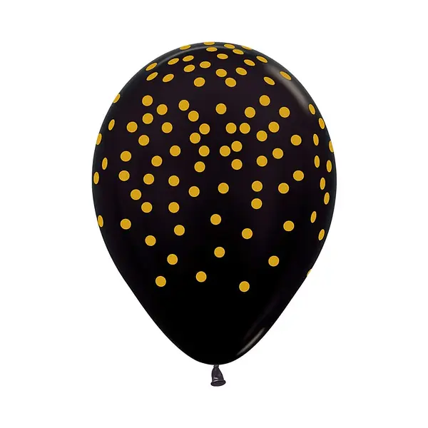Globo Sempertex Metal Negro Infinity Confetti Dorado