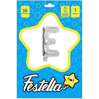 Globo Letra E Plateada 16''