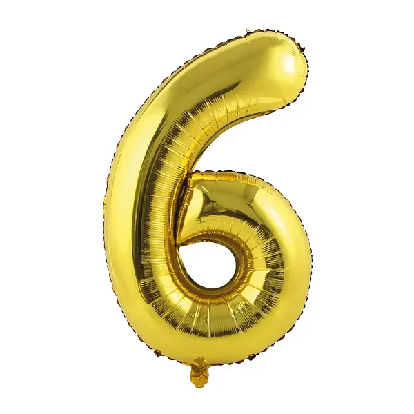 Globo Metalizado Numero 6 Dorado Mate