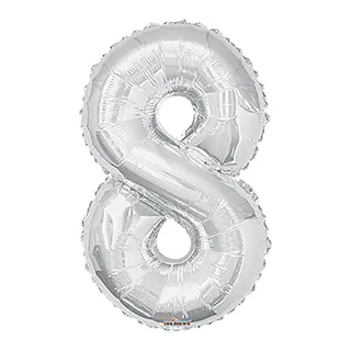 Globo Metalizado Numero 8 Plateado