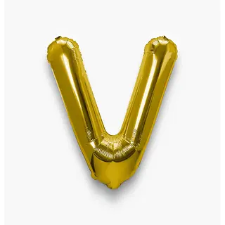 Globo Metalizado Letra V Dorado