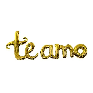 Globo Metalizado Te Amo Cursivo Dorado