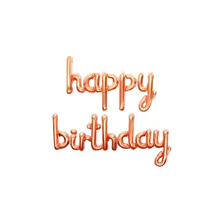 Globo Metalizado Happy Birthday Cursivo Oro Rosa