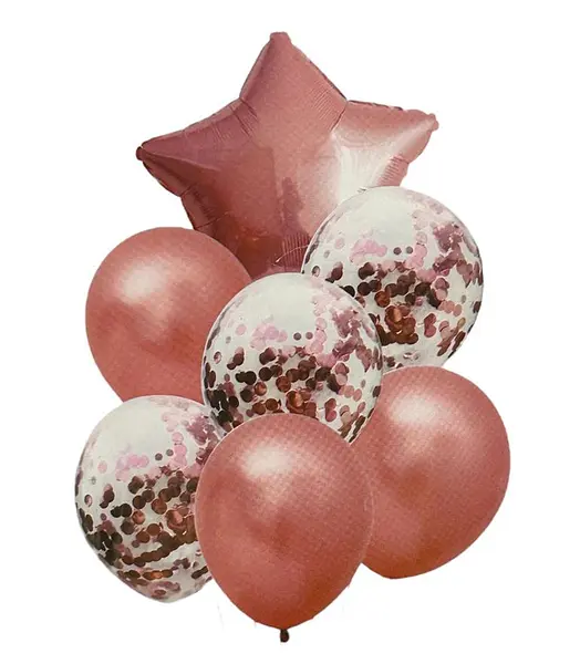 Bouquet De Globos Foil+Latex Oro Rosa