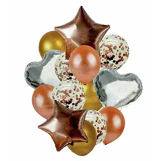 Bouquet De Globos Foil+Latex Dorado, Terracota, Platea