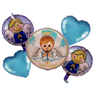 Bouquet De Globos Foil Mi Bautizo Niño