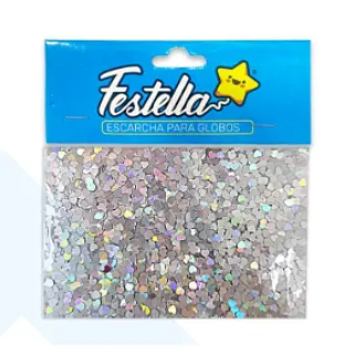 Escarcha Globo Corazon Plateado Paquete X12