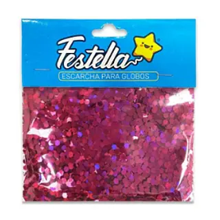 Escarcha Globo Hexagonal Fucsia Paquete X12