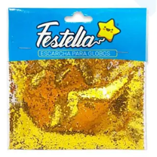 Escarcha Para Globo Dorada Paquete X12