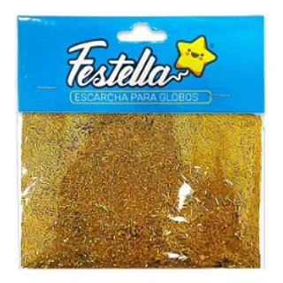 Escarcha Para Globo Pelos Dorados Paquete X12