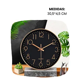 Reloj Con Numeros Dorados Y Fondo Negro