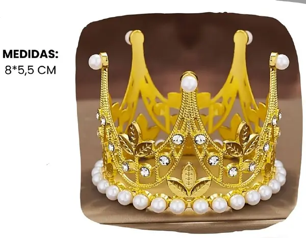 Corona De Lujo En Metal Con Cristales Y Perlas